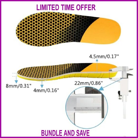Men\'s Shock Absorbing Memory Foam Insoles Size M13-M14 for All-Day Comfort